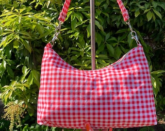 Handmade Red gingham shoulder bag