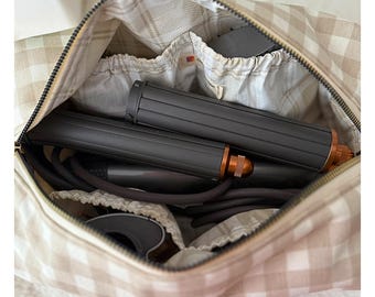 Dyson Hair Styler Organizer Bag | 100% Cotton Travel Pouch, Custom Embroidery Option