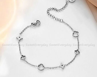 1pc Fashionable S925 Sterling Silver Minimalist Style Four-leaf