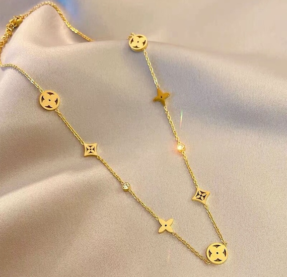 18K Gold Four Leaf Clover Necklacewaterproof Clover Bracelet 