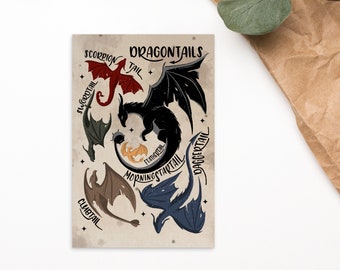 Dragontails - Tairn, Sgaeyl, Andarna and co - Fourth Wing - Rebecca Yarros - OFFICIALLY LICENSED - Mini Print