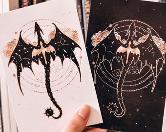 Celestial Tairn and Andarna - Fourth Wing - Rebecca Yarros - OFFICIALLY LICENSED - Mini Print