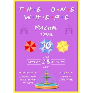 The One With The Birthday: FRIENDS Themed Invitation - Party - Customisable & Unique - age - Central Perk Love. Matching items available!