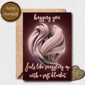 Hugging You Feels Like Snuggling Up,  Love Card for Them, Soft, Deep, Texture, Valentine's Day, Gift for him her, Love, Purple Brown, Wool