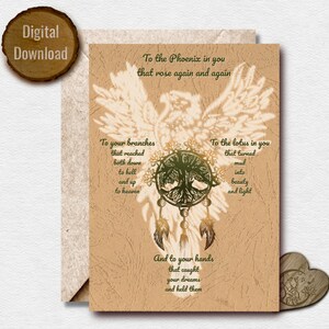 Wonder Phoenix That is You, Karte, Stärke, Weisheit, Vintage, Mystik, Phoenix, Baum des Lebens, Lotus, Traumfänger, Geschenk, Kompliment Karte