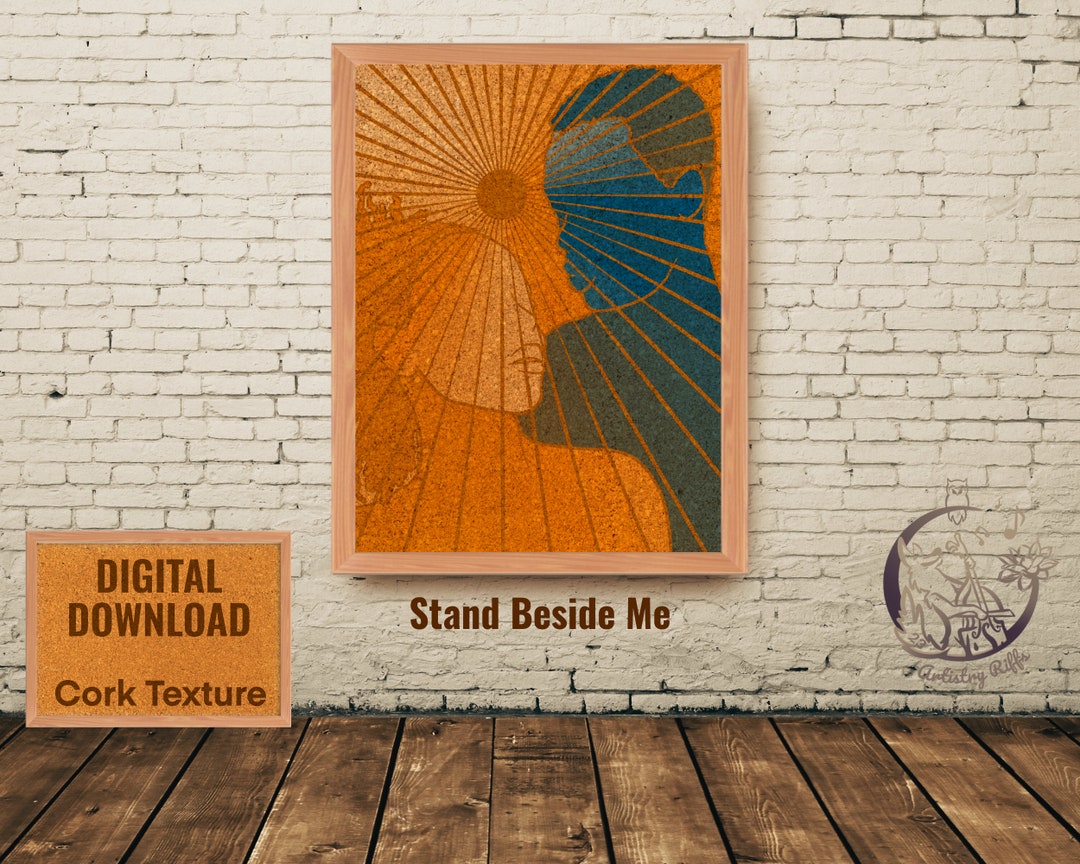 Stand Beside Me, Couple Wall Art Print, Cork Texture, Valentines Day