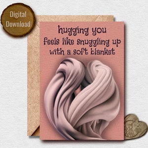 Hugging You Feels Like Snuggling Up,  Love Card for Them, Soft, Deep, Texture, Valentine's Day, Gift for him or her, Love, Orchid, Wool
