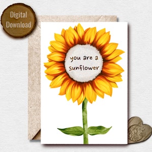 Eres un girasol, Tarjeta, Mujer, Belleza, Luz, Sabiduría, Vintage, Místico, Soleado, Amarillo, Gracioso, Regalo, Tarjeta de elogio