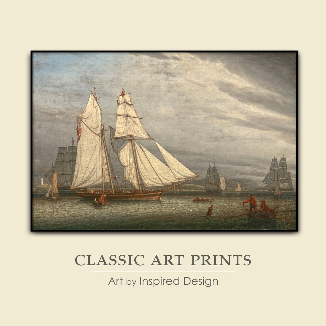 Vintage Nautical Wall Decor Antique Seaside Print Vintage Oil Etsy