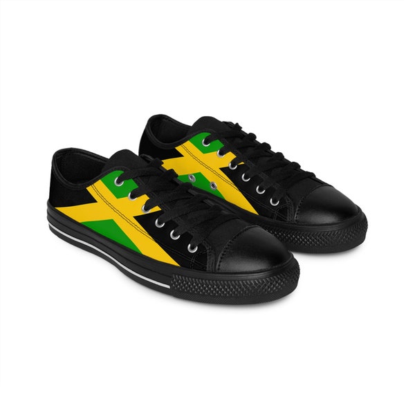 Jamaica flag, Jamaica colors, black, green and gold Women's Sneakers