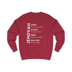 Jahwe, Jahwe Jireh, Jahwe Rapha, Jahwe Nissi, Jahwe Shalom, christliches Hemd, Gott Herren Sweatshirt