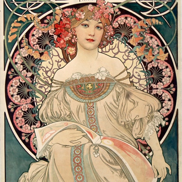 Alphonse Mucha, f. champenois, Art Nouveau, Vintage Art Nouveau, Art Deco, Wall Art, Mucha Graphics, Digital Download, Instant Download