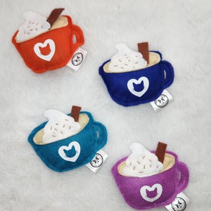 Coffee Cup Cat Felt Toy with Catnip & Silvervine
