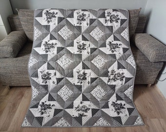 Handmade Patchwork Quilt – Soft Cotton Throw Blanket – Cozy Bedding – Rustic Shabby Chic Home Decor