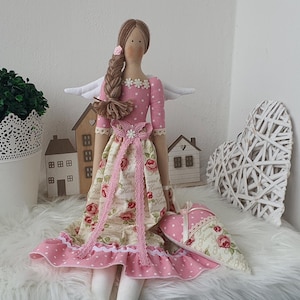 Handmade Tilda Angel Doll - Soft, Pastel, Creative Fabric - Perfect Birthday Gift or Room Decor - Shop Unique Cloth Dolls Now