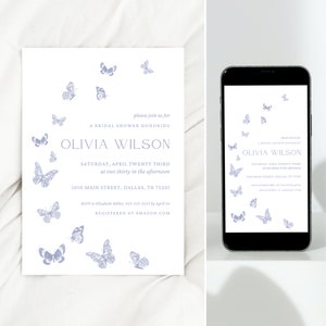 Invitation nuptiale de douche de papillon, douche nuptiale de durée de vie de papillons, invitation de douche nuptiale de papillons, invitation de douche nuptiale de ressort