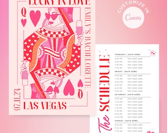 Las Vegas Bachelorette Itinerary: Lucky in Love Bach Theme Invitation (Canva Template)