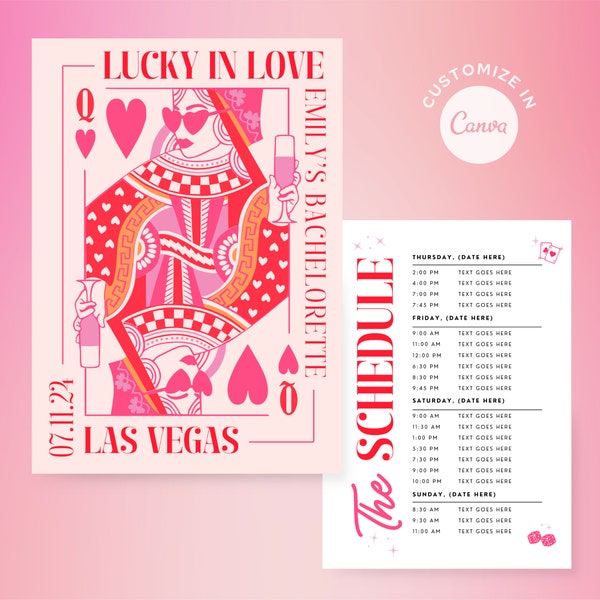 Lucky in Love Bachelorette Itinerary, Las Vegas Bachelorette, Bach Weekend Itinerary, Lucky in Love Bachelorette Weekend Invitation