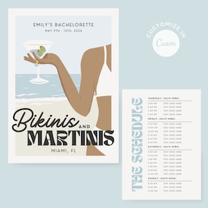 Bikinis & Martinis Bachelorette Itinerary, Bachelorette Itinerary, &#39;Tinis and &#39;Kinis Bach, Bikinis and Martinis Bach Invitation