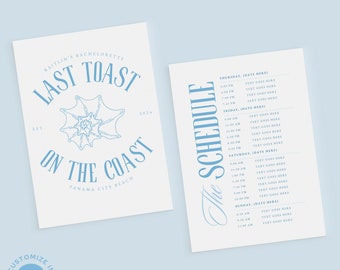 Last Toast on the Coast Bachelorette Itinerary, Bach Weekend Itinerary, Last Toast on the Coast Bach Party, Bachelorette Weekend Invitation