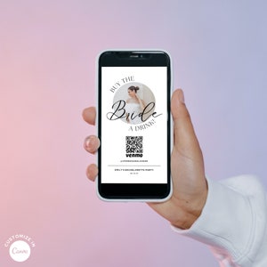 Kaufen Sie die Braut ein Getränk Instagram Story Template, Bachelorette Venmo Sharing, kaufen Sie die Braut ein Getränk Karte, Venmo Karte für Bachelorette, Canva