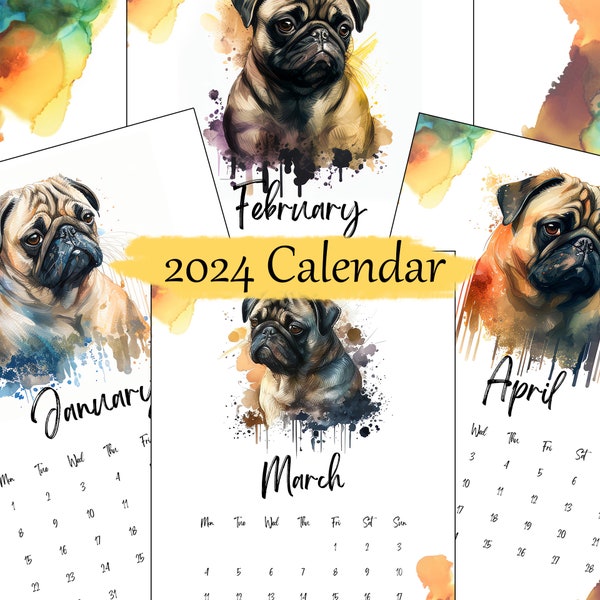 Pug Calendar - Etsy