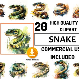 Farm Animals Clipart 20 JPG Pacote de cobra, uso comercial completo, clipart de fazenda fofo, aquarela, decoração de berçário, chá de bebê, aniversário de fazenda