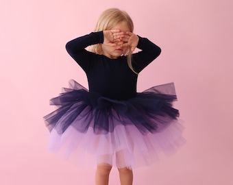 Robe tutu ombrée bleu marine et lilas Luna