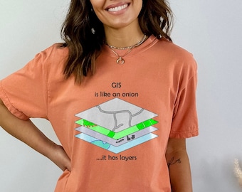Koszulka GIS is an Onion - Koszulka GIS Comfort Colors - Prezent dla profesjonalisty systemów informacji geograficznej