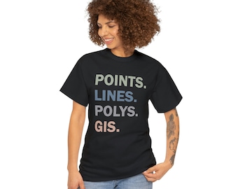 GIS Specialist Shirt - Points Lines Polys GIS - Map Lover T-shirt - Geography Gift - Unique Graphic Tee - Unisex- GIS map - Cartographic