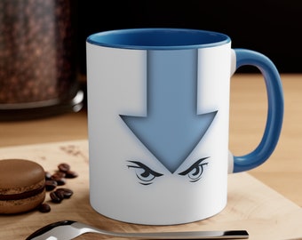Avatar Air bender, Glowing arrow, Ang, Blue mug, Accent mug, Ceramic, Hot beverages,  TV series-inspired, Collectible, Fan merchandise