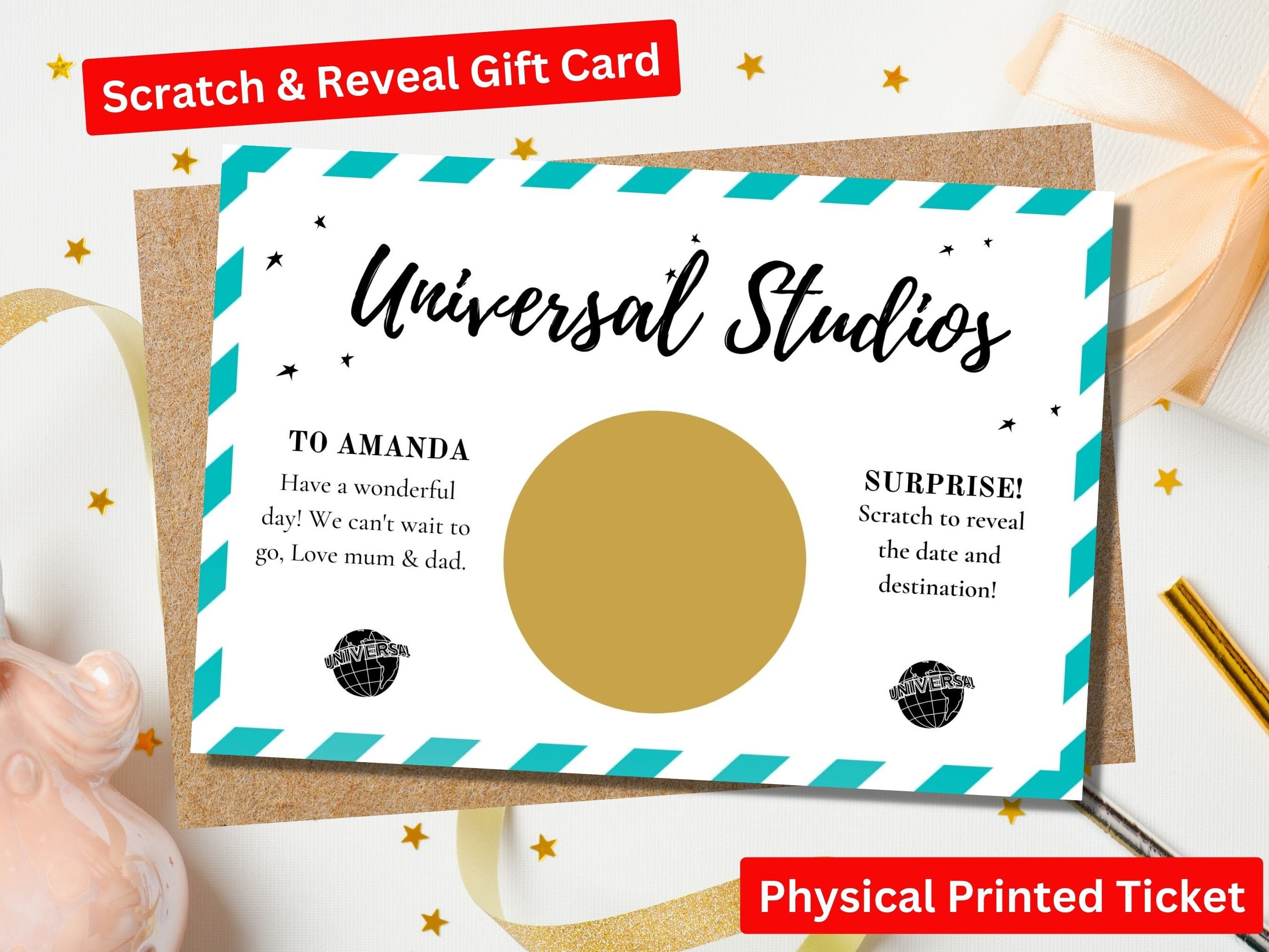 Theme Park Universal Studios Reveal Pass Personalised Handprinted