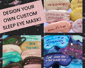 Máscara de ojos PERSONALIZADA / Máscara de ojos Taylor Swift personalizada / Adultos y niños / Accesorio para dormir Eras Tour / CREA tu PROPIA máscara de ojos