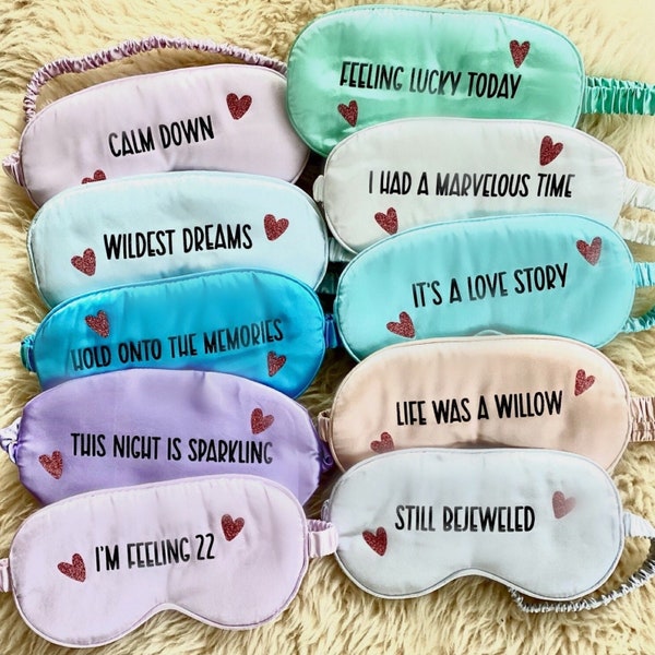 sleep: all ELEVEN ERAS sleep eye masks | Taylor Swift handmade ten album lyrics sleep masks | Adults & kids | Swiftie 11 ERAS pastel mask