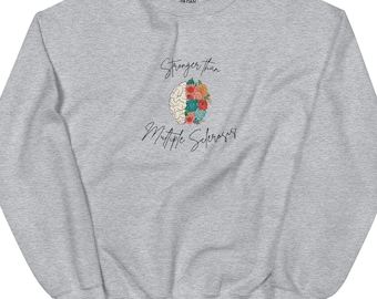 Sweater sterker dan multiple sclerose, MS-bewustzijnscadeau, MS-krijgershirt, oranje lint, chronische ziekte, onzichtbare ziekte