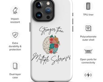 Telefoonhoesje sterker dan multiple sclerose, MS-bewustzijnscadeau, MS Warrior-shirt, oranje lint, chronische ziekte, onzichtbare ziekte, iPhone®