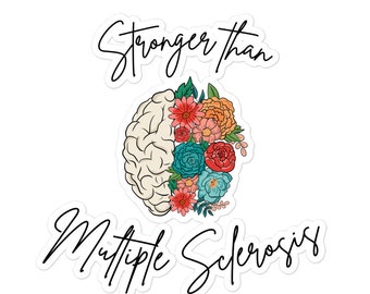 Pegatina Más fuerte que la EM, Conciencia sobre la esclerosis múltiple, Regalo de concienciación sobre la EM, Guerrero contra la EM, Cinta naranja, Enfermedad crónica, Pegatinas sin burbujas