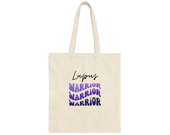 Lupus warrior Canvas Tote Bag, lupus gift, lupus awareness, purple ribbon, lupus gift, chronic illness, invisible illness, lupus ribbon