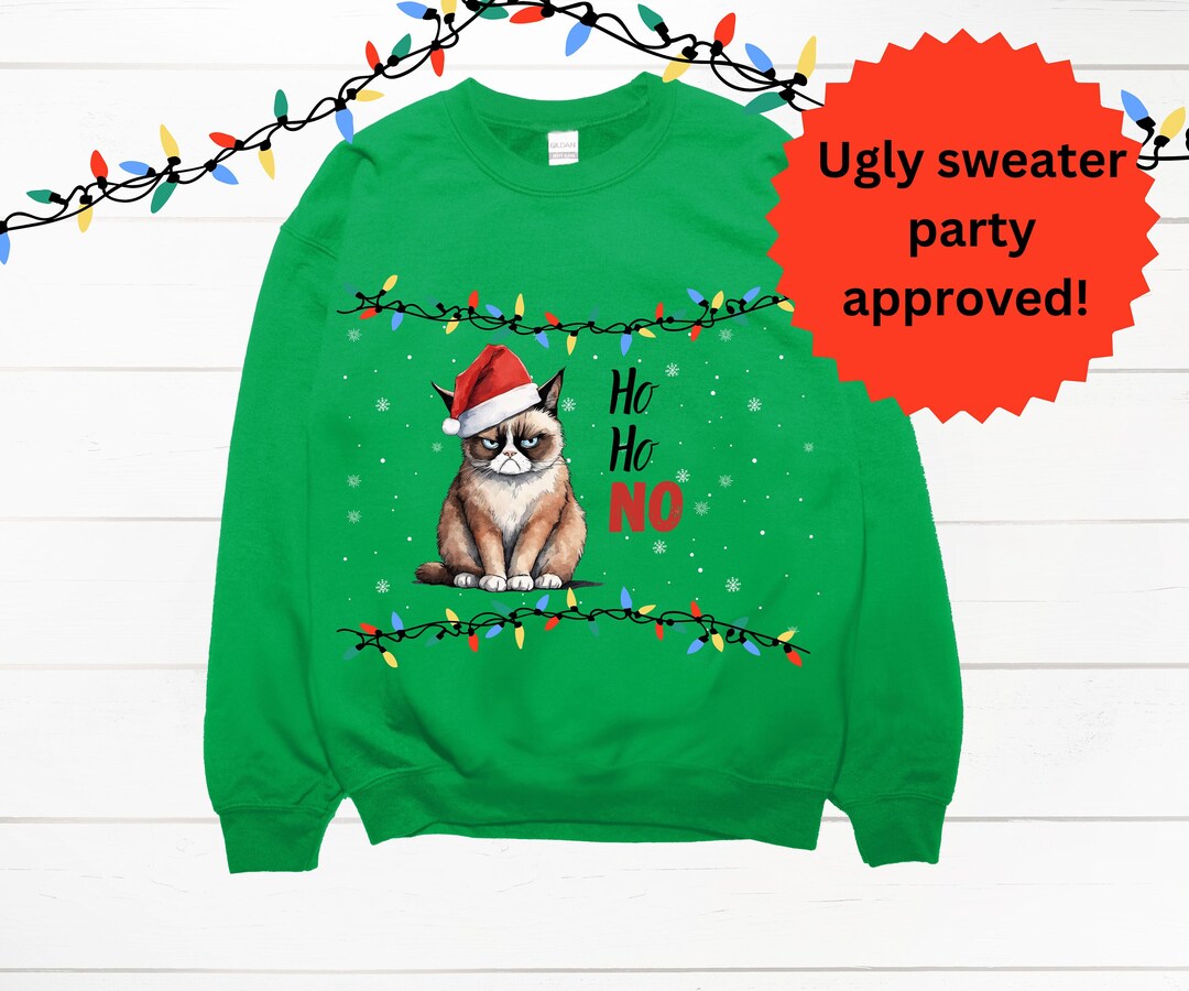 Unique Ugly Sweater, Grumpy Cat Christmas Sweatshirt, Ugly Sweater