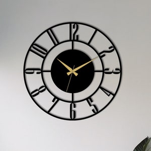 Black Latin Modern Wall Clock,Unique Wall Clock,Minimalist Wall Clock,Metal Wall Clock,Rustic Wall Clock,Design Wall Clock,Housewarming Gift