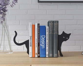 Serre-livres en métal chat, serre-livres, porte-livre, support de livre, Sujetalibros, support de livre, étagère, serre-livre cadeau, Buchstützen, serre-livres chat mignon,