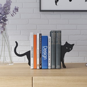 Cat Metal Bookend, Bookends, Book Holder,Book Support, Sujetalibros, Book Stand, Bookshelf, Gift Bookend,Buchstützen, Cute Cat Bookends,