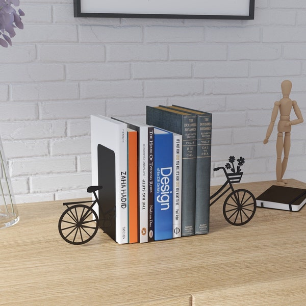 Bicycle Metal Bookend, Bookends, Book Holder,Book Support, Sujetalibros, Book Stand, Bookshelf, Gift Bookend,Buchstützen