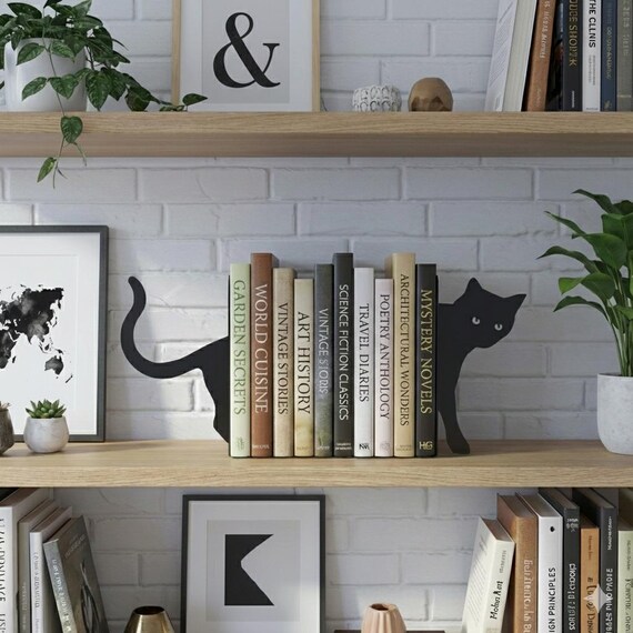 Cat Metal Bookends,Modern Bookshelf Decor,Book Holder,Book Support, Gift Bookend,Buchstützen,Cat Lover Gift,Book Lover Gift,Book Decor