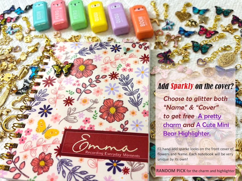 Coffret cadeau de papeterie personnalisée : carnet à motifs floraux, feuilles de papier à lettres, autocollants, marque-pages, mini-calendrier image 4