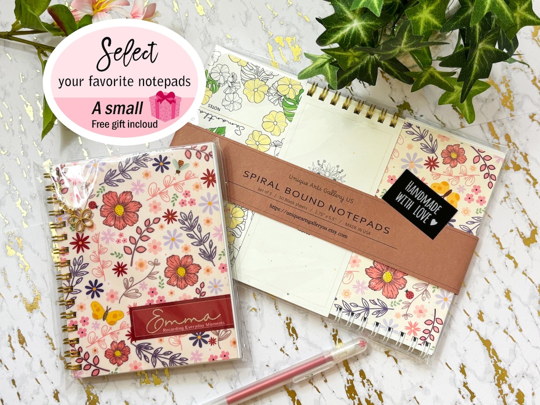 Personalized Floral Stationery Set: Custom Notebook & Notepad - Etsy