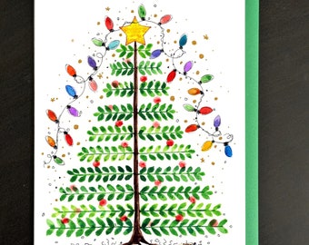 One-Of-A-Kind Watercolor Christmas Card Set, Handmade Unique Artist Xmas Cards