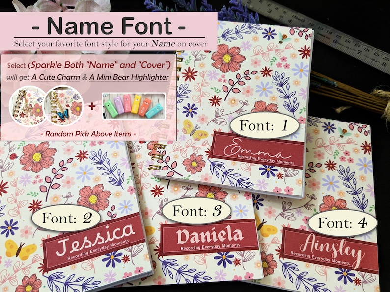 Coffret cadeau de papeterie personnalisée : carnet à motifs floraux, feuilles de papier à lettres, autocollants, marque-pages, mini-calendrier image 3