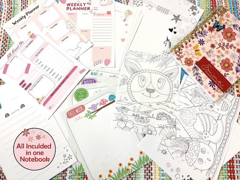 Coffret cadeau de papeterie personnalisée : carnet à motifs floraux, feuilles de papier à lettres, autocollants, marque-pages, mini-calendrier image 5