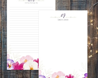 Ensemble de papeterie personnalisée à motif floral sauvage, feuilles de papier à lettres personnalisées avec nom d'entreprise et enveloppes